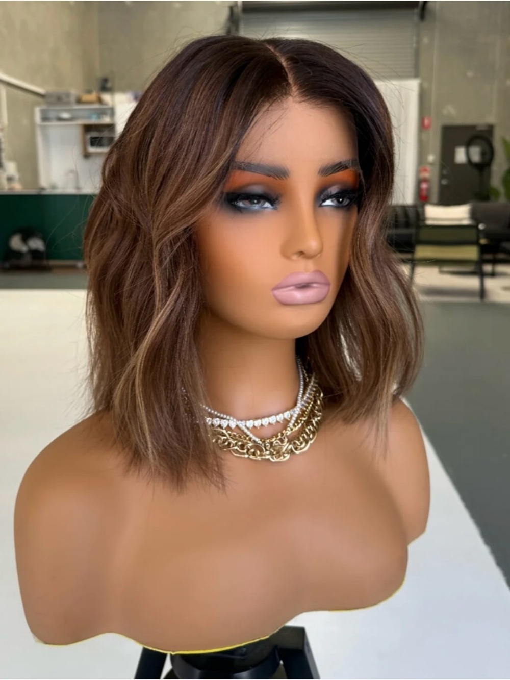 Stylish Brown Short Wavy Lace Front Wig